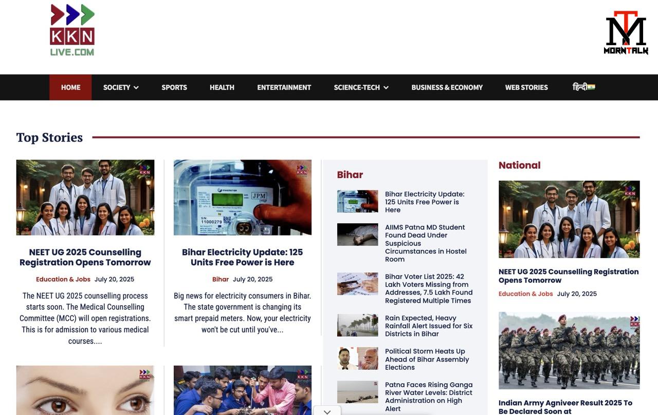 Screenshot of a News Website Screenshot of a News Website KKNLIVE.COM